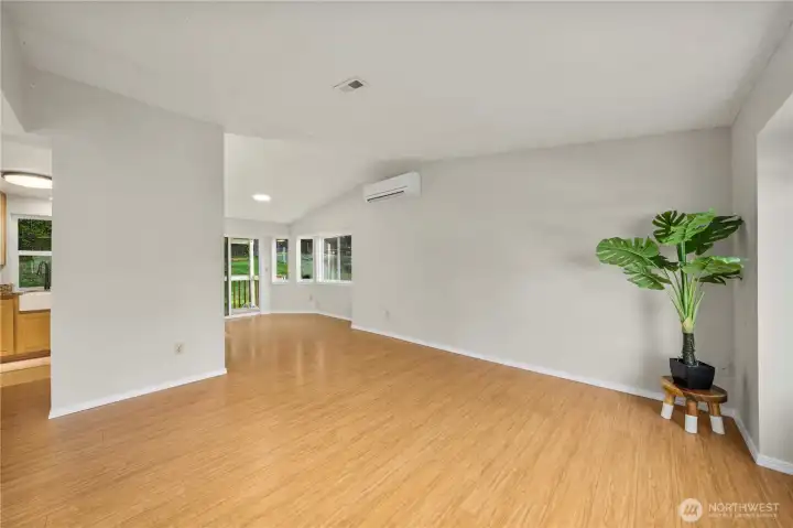 upstairs kitchen, dining & living room