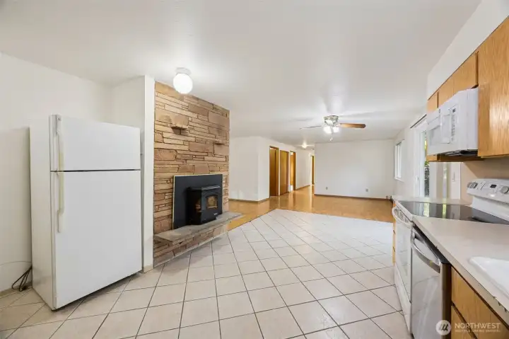 Open kitchen. Pellet stove does not work.