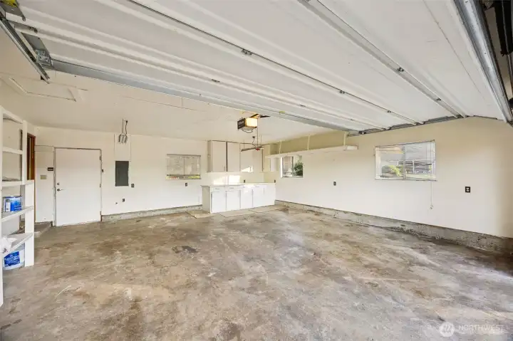 Large finished 2 car garage