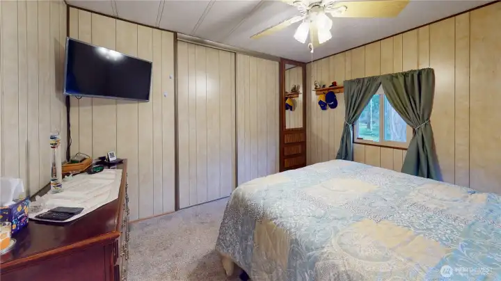 The primary suite features new flooring and carpet