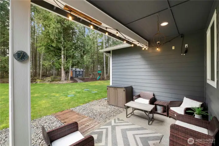 Relax on your covered back patio.