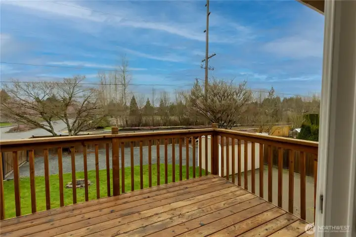 Deck and view of backyard