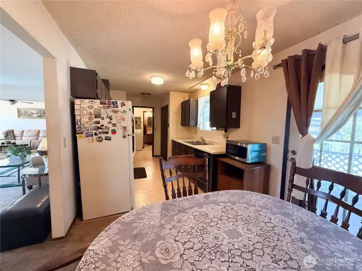 Dining into galley style Kitchen