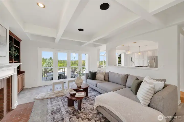 Family room off kitchen and access to deck with views Family room off kitchen and access to deck with views