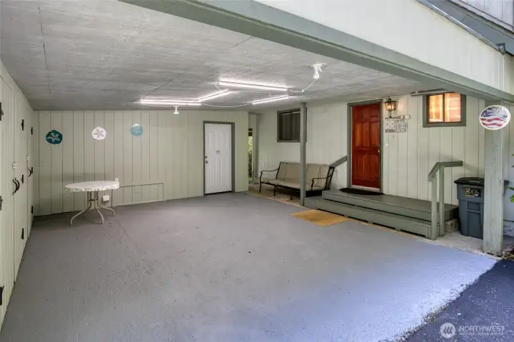 Carport with storage.