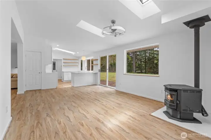 Open Concept Family Room & Dining Room with