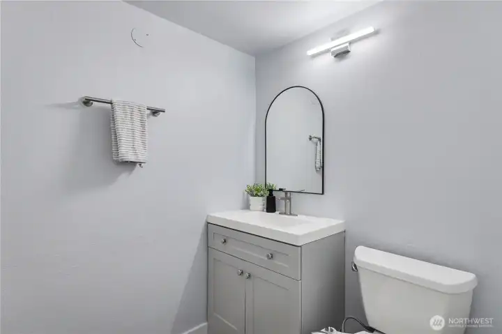 Recently remodelled Powder room! Dont miss the modern upgraded lights throughout the home.