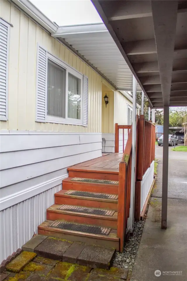 Entry steps from carport