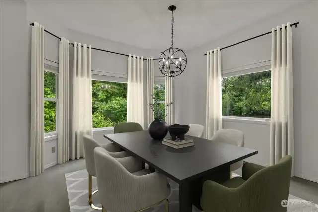 Virtually staged formal dining room