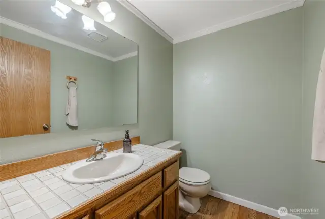 Half bath on main floor for guests.