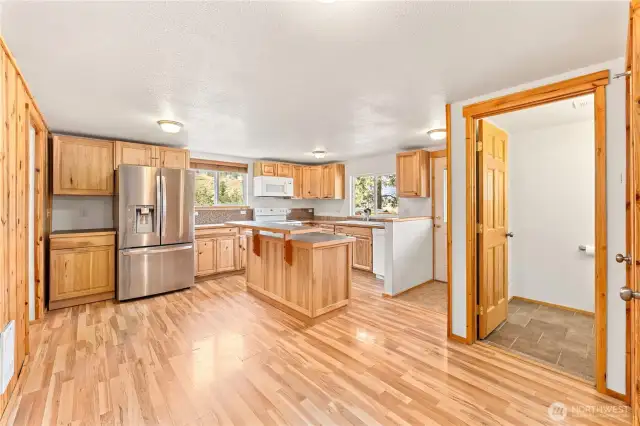Upper Level Kitchen - View towards Upper Level Powder Room.