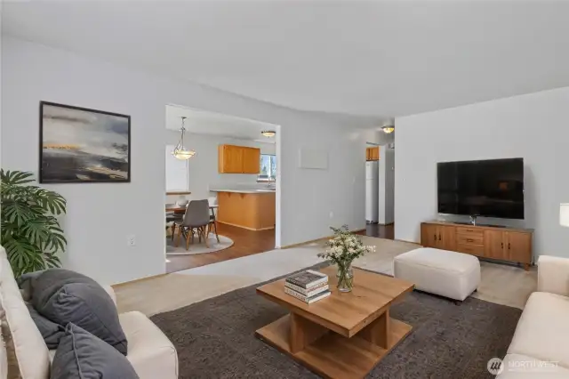 Virtually staged living room view