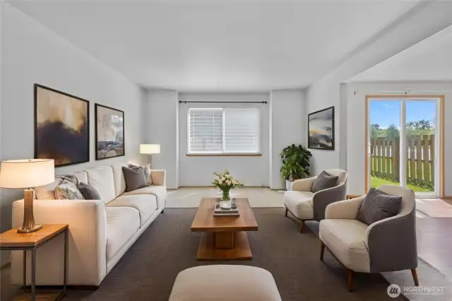 Virtually staged living room view