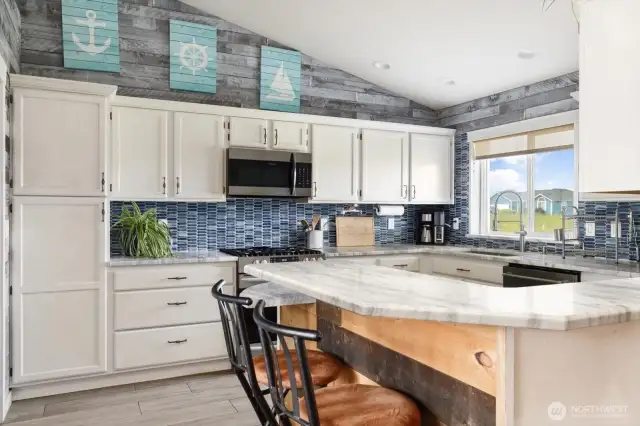 Granite countertops and upgraded cabinets.