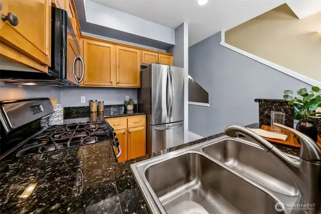 Past the kitchen, let's go check out upstairs!