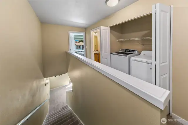 Laundry upstairs; very convenient.