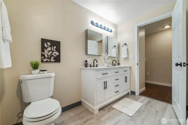 lovely bathroom with double mirros