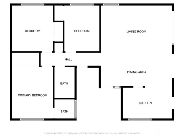 Front door is in a covered alcove. Sliding glass door to the back yard is at the dining area.