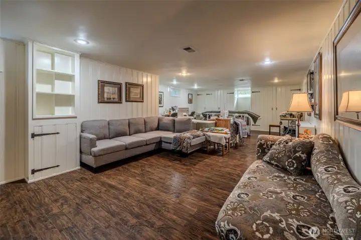 Downstairs find a large family room