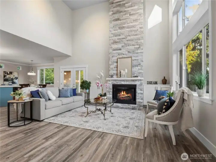 The Gas fire place is grand.