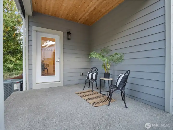 The primary suite has its own private patio where you can enjoy your morning coffee.