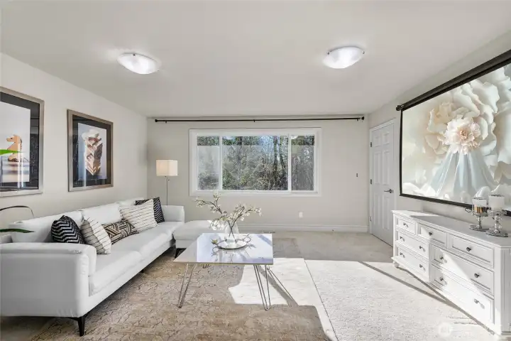 Versatile bonus room on upper level is great for movie nights or game days.