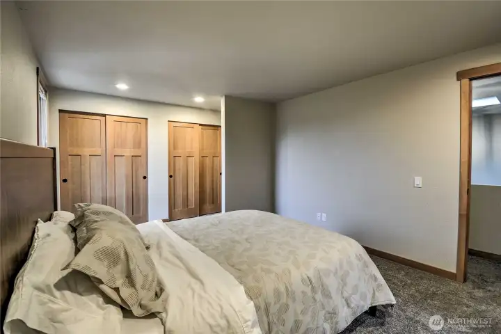 Bedroom with beautiful closet doors