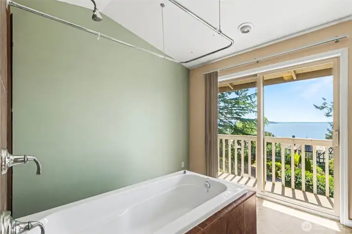 Primary bath with beautiful views on 2nd floor.