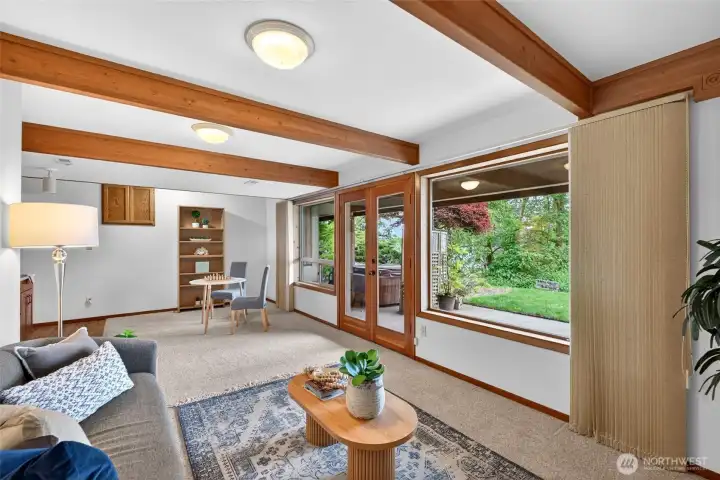 Even downstairs there is plenty of light, and the gorgeous beams continue here as well.