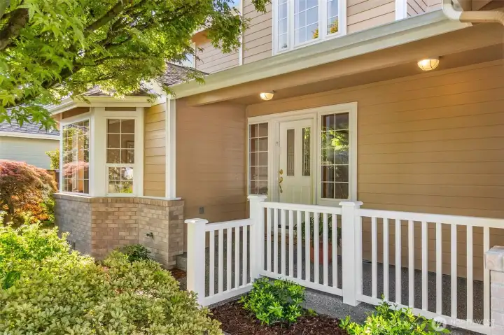 Covered front porch offers a dry spot to greet guests. So nicely maintained, everything is beautifully painted and dialed in. Truly a turn key home. Covered front porch offers a dry spot to greet guests. So nicely maintained, everything is beautifully painted and dialed in. Truly a turn key home.
