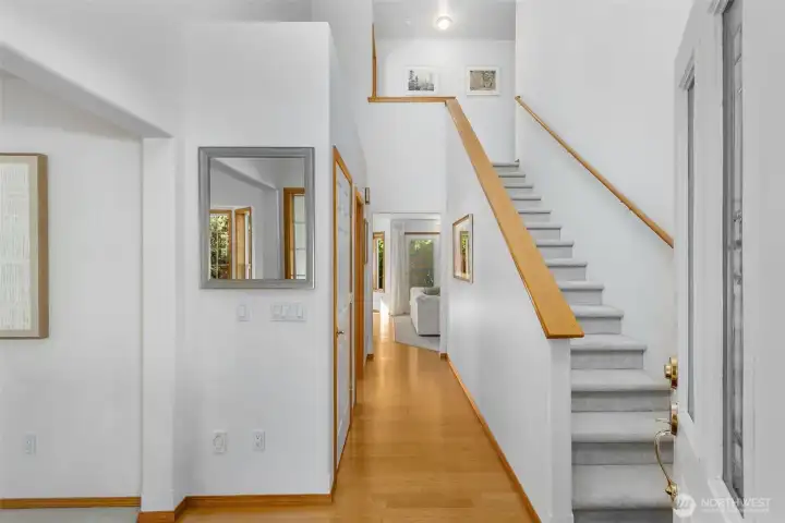 Welcome home! Warm hardwood flooring greets you in this spacious entry hall. Large coat closet plus powder room for convenience. Welcome home! Warm hardwood flooring greets you in this spacious entry hall. Large coat closet plus powder room for convenience.