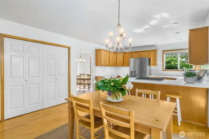 Informal dining open to the kitchen for easy serving, entertaining. Large pantry offers great storage for food, small appliances. Informal dining open to the kitchen for easy serving, entertaining. Large pantry offers great storage for food, small appliances.