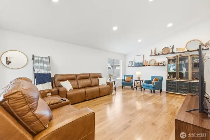 Living Room with Vaulted Ceiling