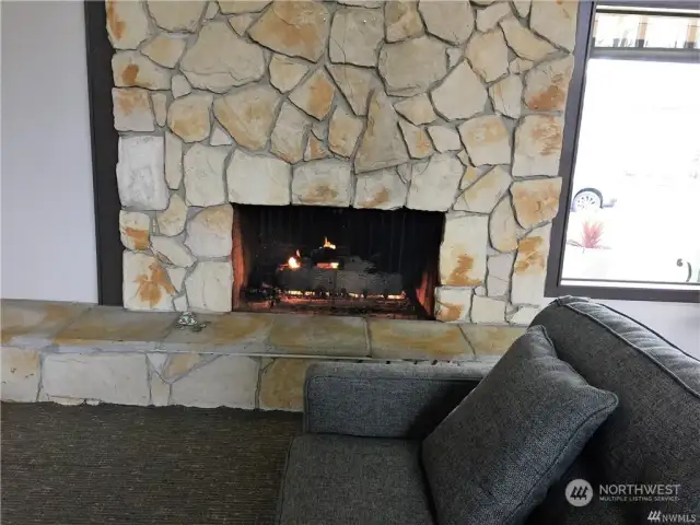 The River clubhouse fireplace.