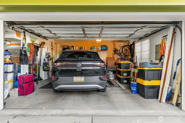 Plenty of storage in garage.