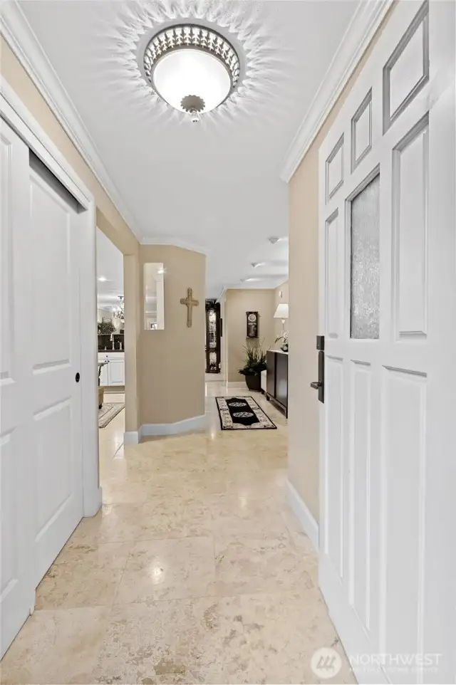 Enter to unit - travertine floors.  Elegant and warm.