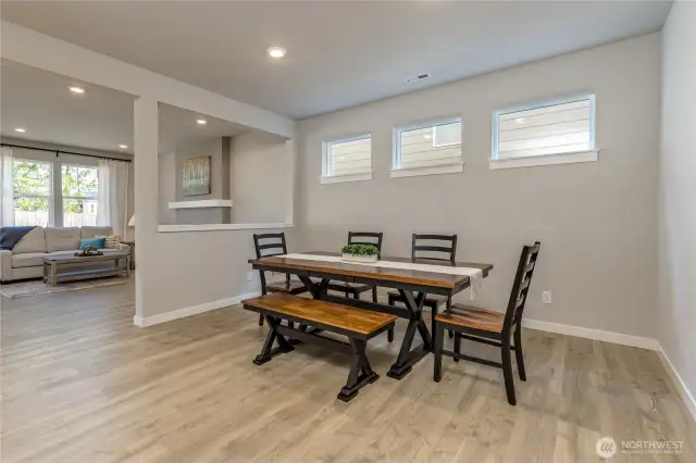 Generous dining room