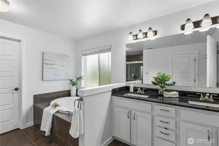 Primary bathroom with custom features
