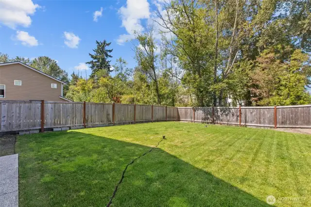 Fully fenced back yard