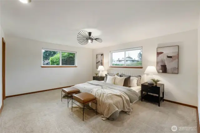 Large primary with built in closet and bathroom