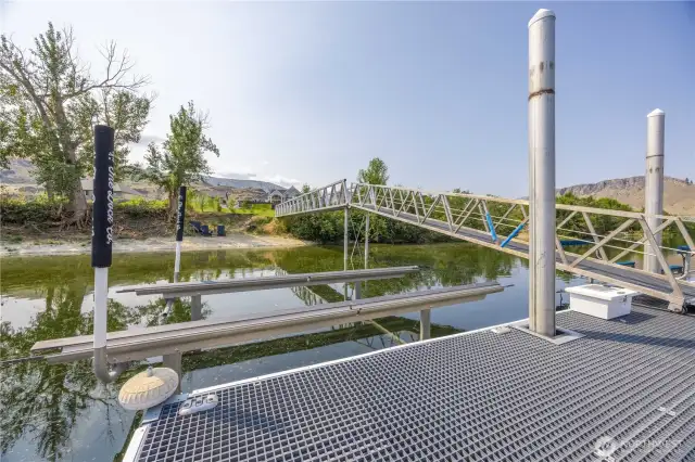 Private Boat Lift on shared dock.