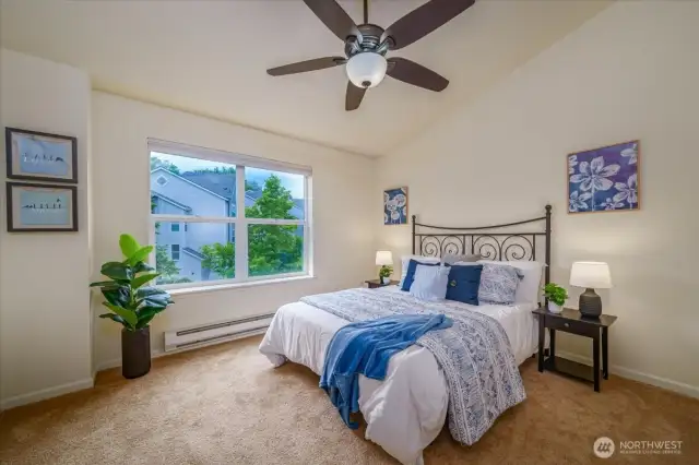 2nd bedroom also w/ vaulted ceilings