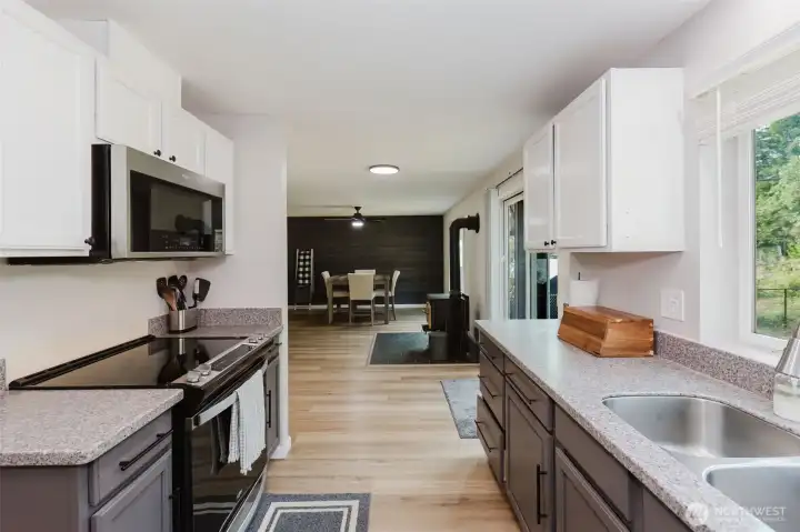Additional kitchen angle showing storage and workspace.