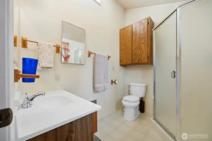 The 3/4 bath is off the family room which is so convenient for guests, or could be a primary bath and the family room would be an ideal primary suite.