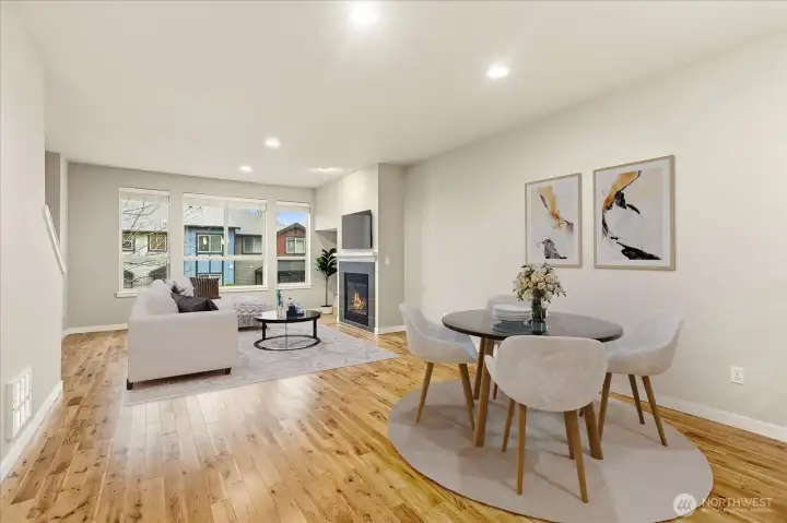 Great Room offering space to dine and relax - Digitally staged