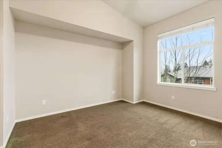 Primary Room is large enough for a king bed and has a ceiling fan