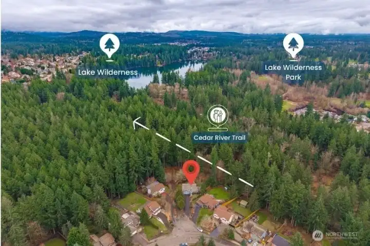 Home is a 5-10 minute walk to the Lake Wilderness Activity area.