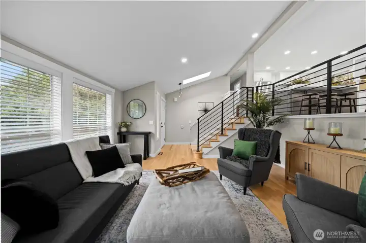 Open and bright! Blinds have been replaced throughout the house and recessed lighting has been added.