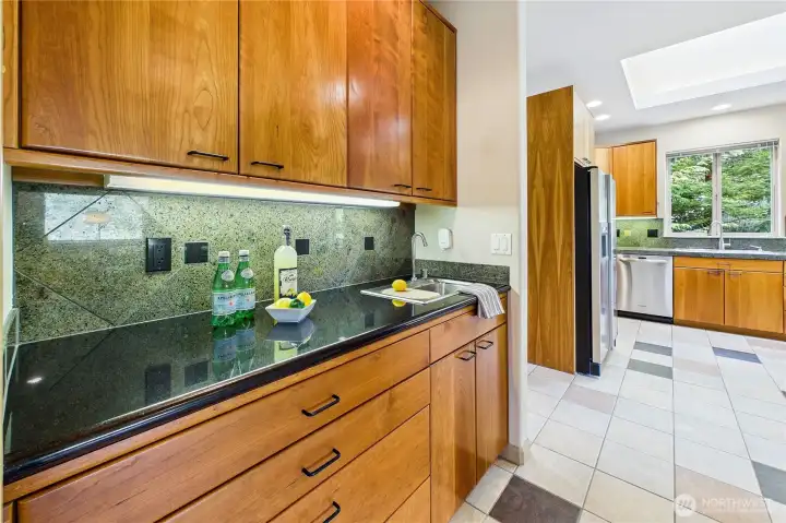 The butler's pantry between the dining room and kitchen.