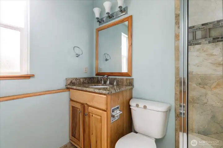 An attractive 3/4 bath is a great addition to the basement floor plan.